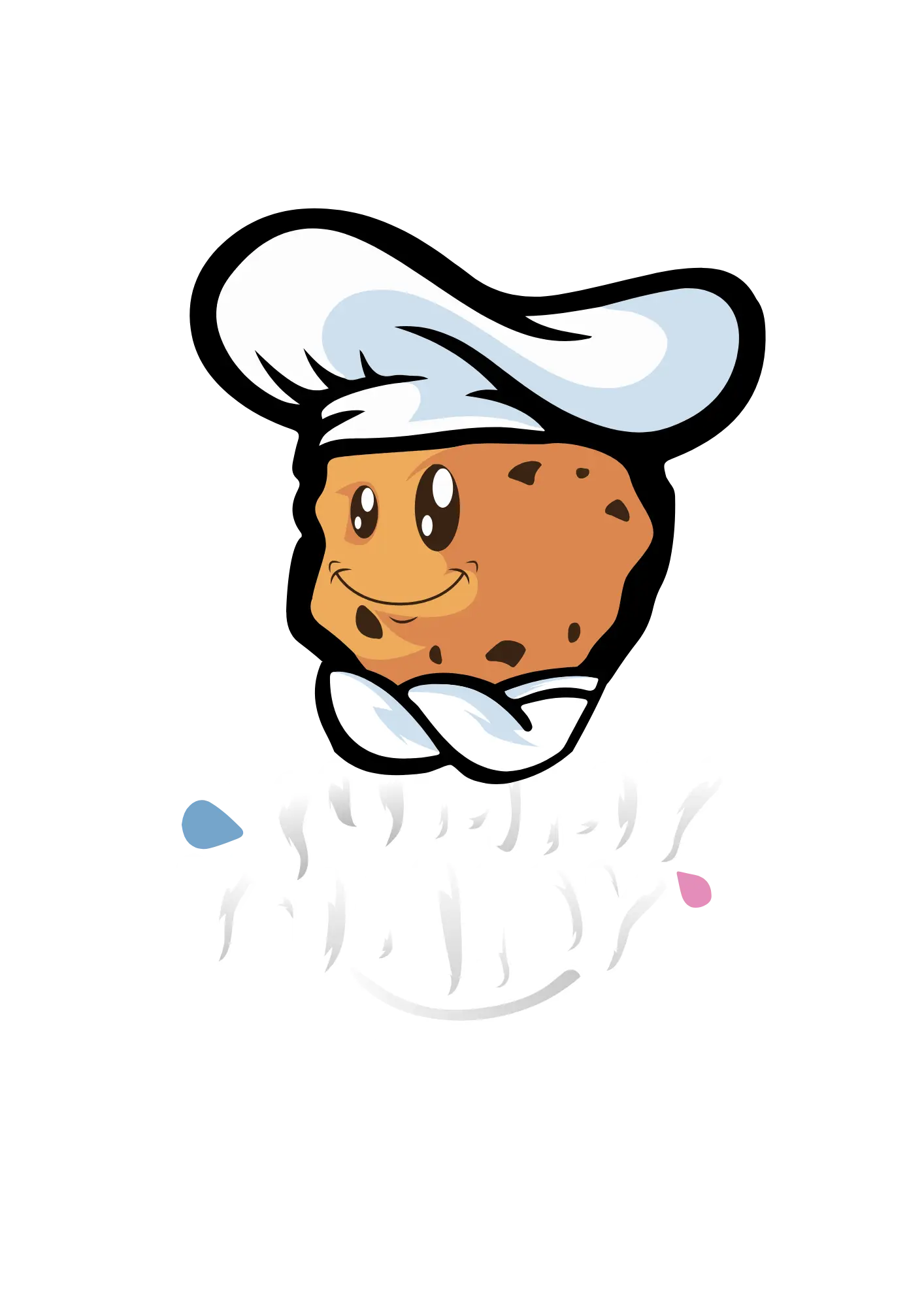 Logo Yummy Yummy, restaurant de cookies à Bruxelles avec un cookie et une toque de cheffe pâtissière