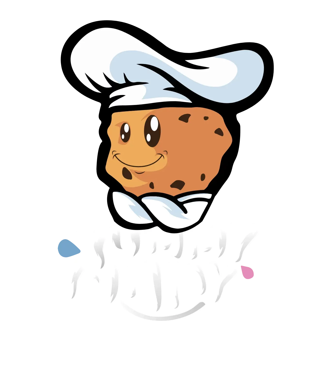 Logo Yummy Yummy, restaurant de cookies à Bruxelles avec un cookie et une toque de cheffe pâtissière